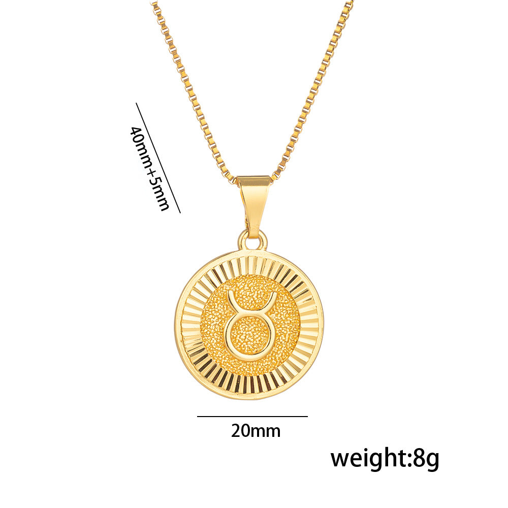 Fashionable Zodiac and Letter Shape Polished Titanium Steel Necklace for Women with O-Chain