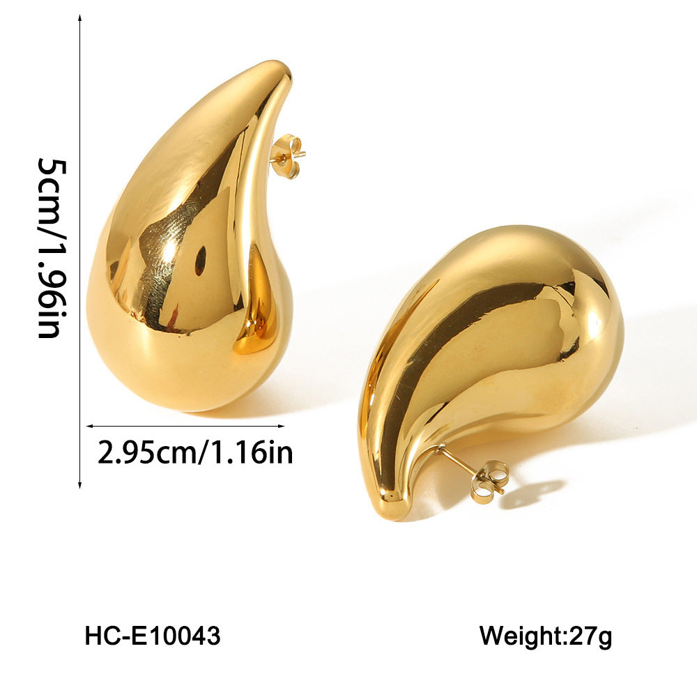 Geometric Waterdrop Earrings for Women Stainless Steel Hollow Dangle Earrings with Plated Finish