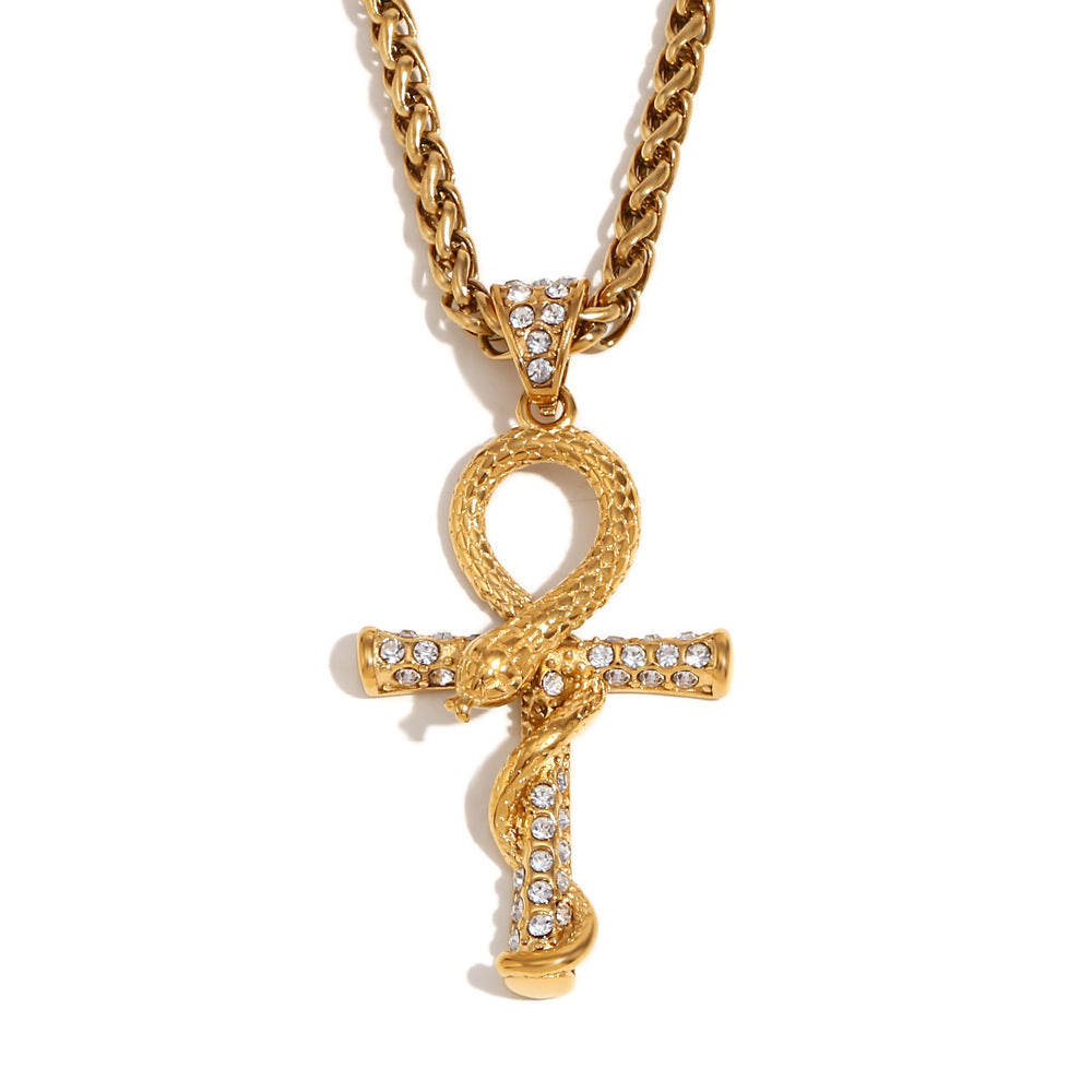 Collar con colgante de serpiente minimalista para hombre de acero inoxidable con chapado en oro de 18 quilates, diseño de animal, accesorio de moda