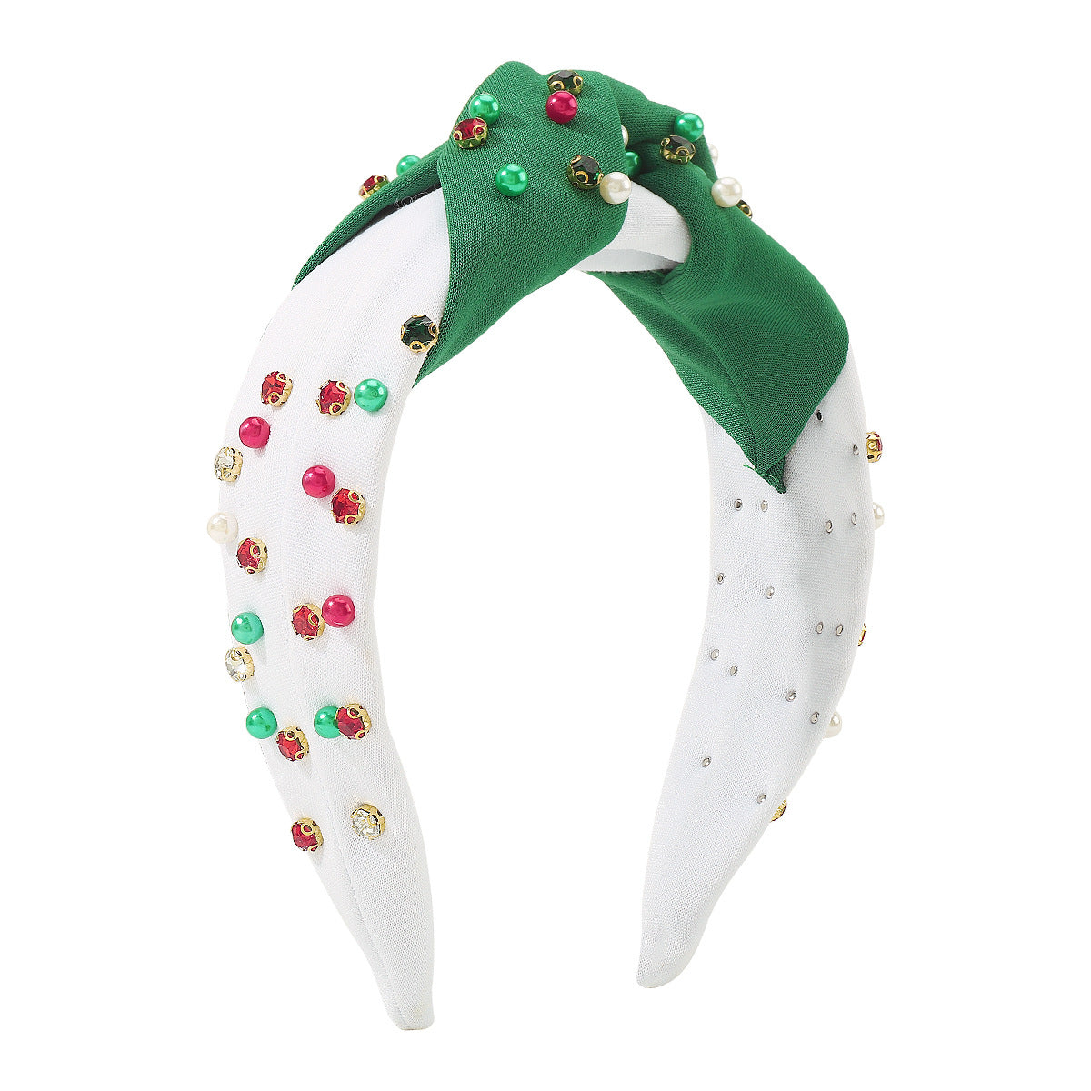 Fascia per Capelli Natalizia Dolce e Audace con Strass e Perle, Cerchietto Festivo a Fascia Larga da Donna