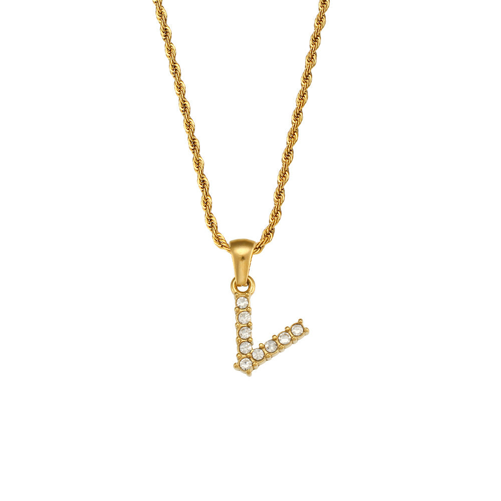 Collana da donna minimalista con pendente a lettera in stile Ins, catena in acciaio inossidabile e pendente in acciaio al titanio placcato