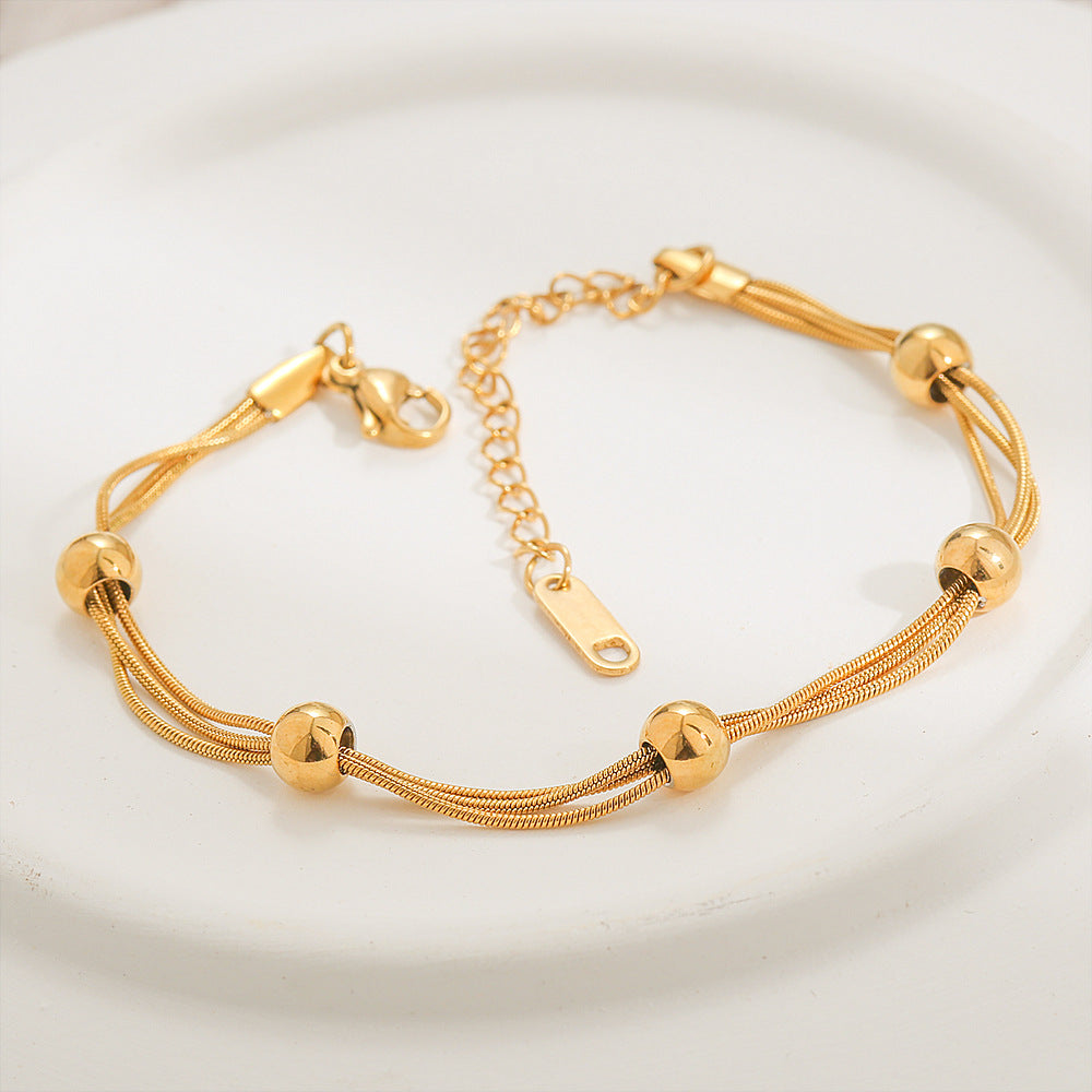 Bracciale minimalista da donna in acciaio al titanio con placcatura in oro 18K, bracciale alla moda ipoallergenico per regalo di anniversario