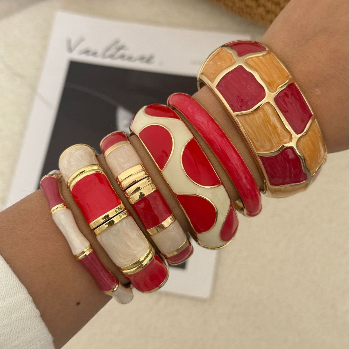 Bracciale bohémien in lega smaltata a goccia, rotondo ovale, geometrico da donna