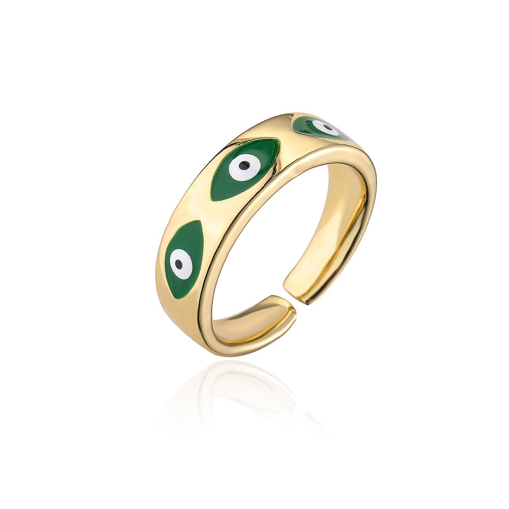 Minimalist Geometric Open Ring in Copper with Real Gold Plating and Enamel Finish