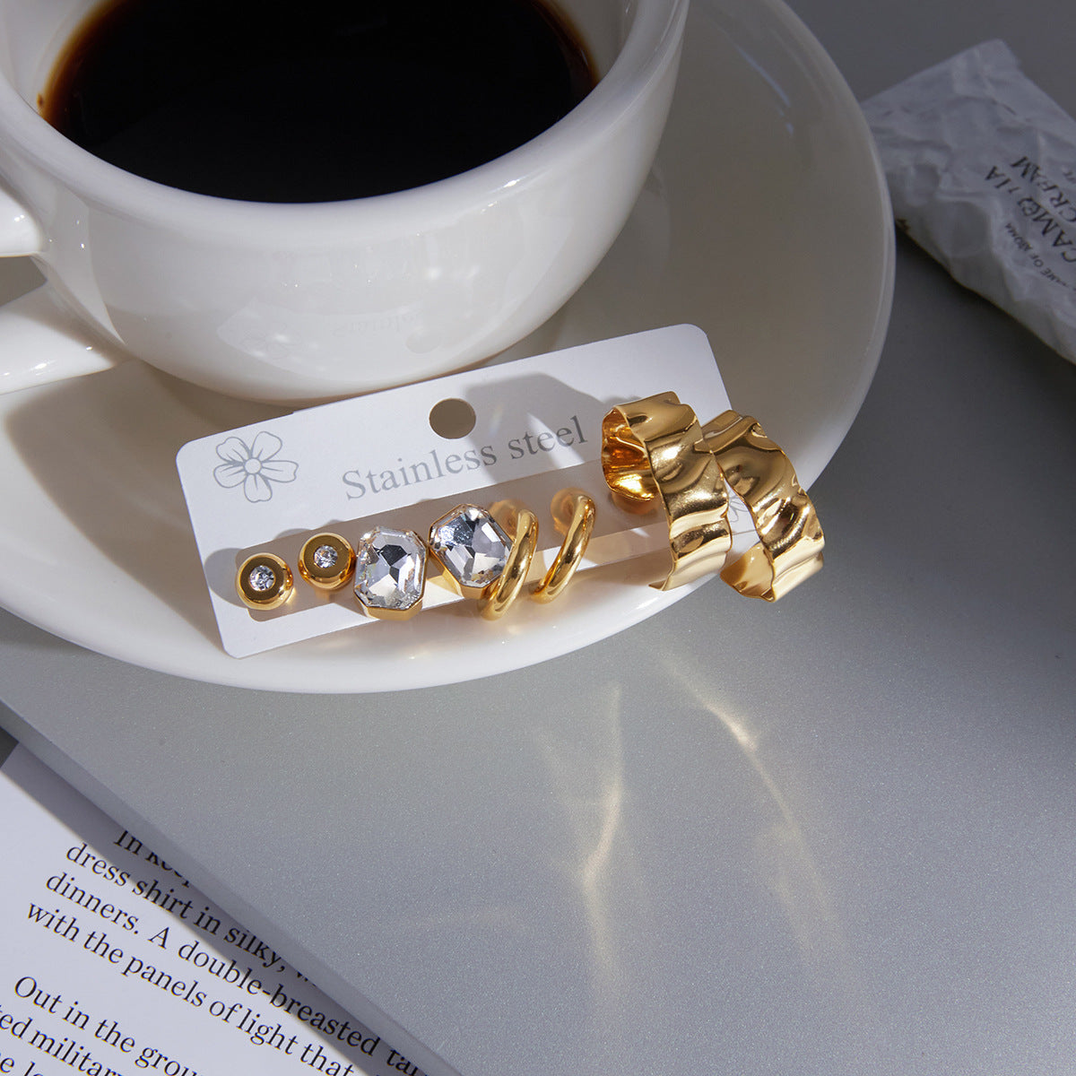 Elegant Geometric Gold Plated Stainless Steel Earrings for Women