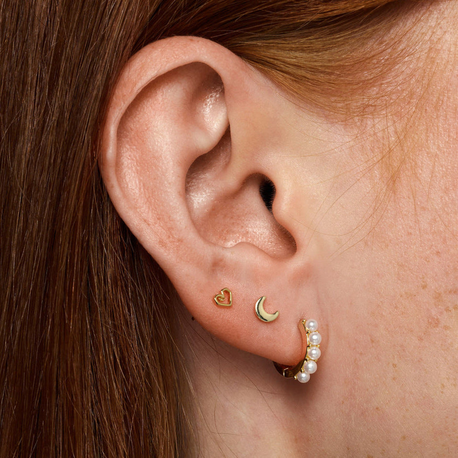 Pendientes geométricos de acero inoxidable chapados en perlas con detalles de turquesa para mujer Joyería de moda minimalista de lujo