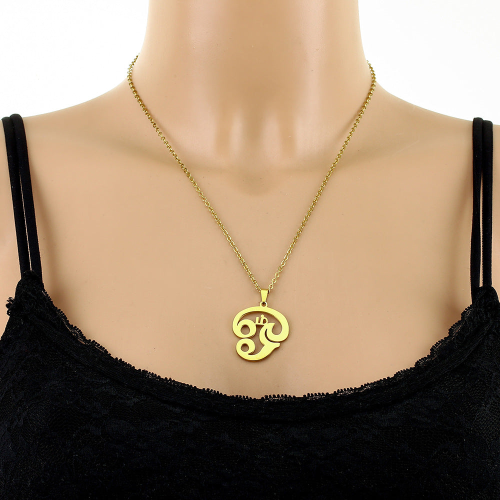 Collar con dije de yoga de símbolo tamil geométrico minimalista, colgante de acero inoxidable unisex con cadena tipo O chapada al vacío