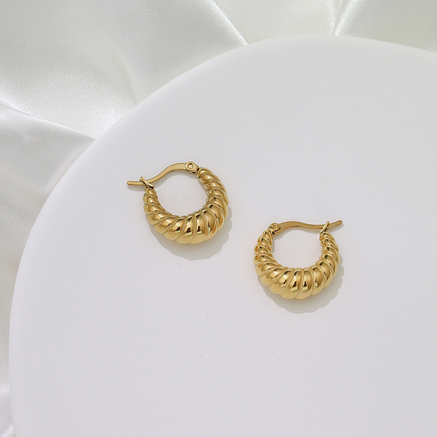 Orecchini a cerchio geometrici minimalisti in acciaio inossidabile da donna placcati oro 18 carati