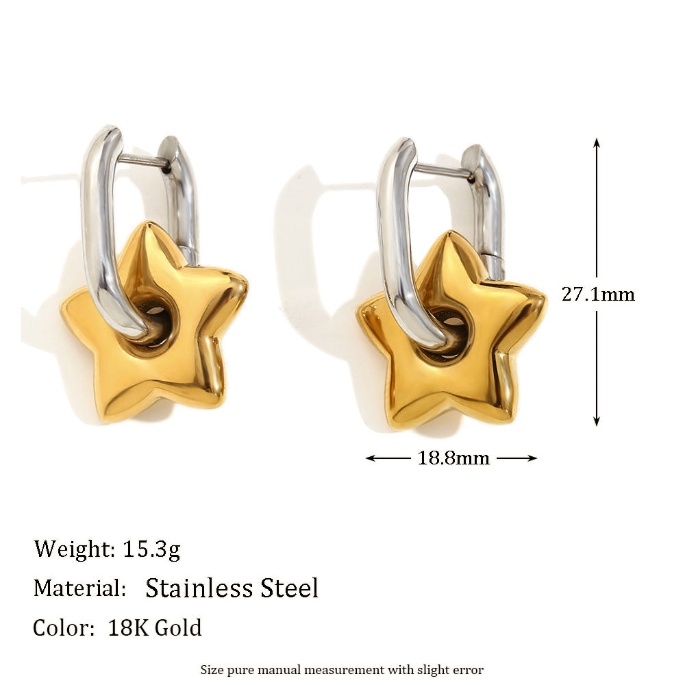 Pendientes de aro geométricos de acero inoxidable chapados en oro de 18 quilates estilo OL para mujer