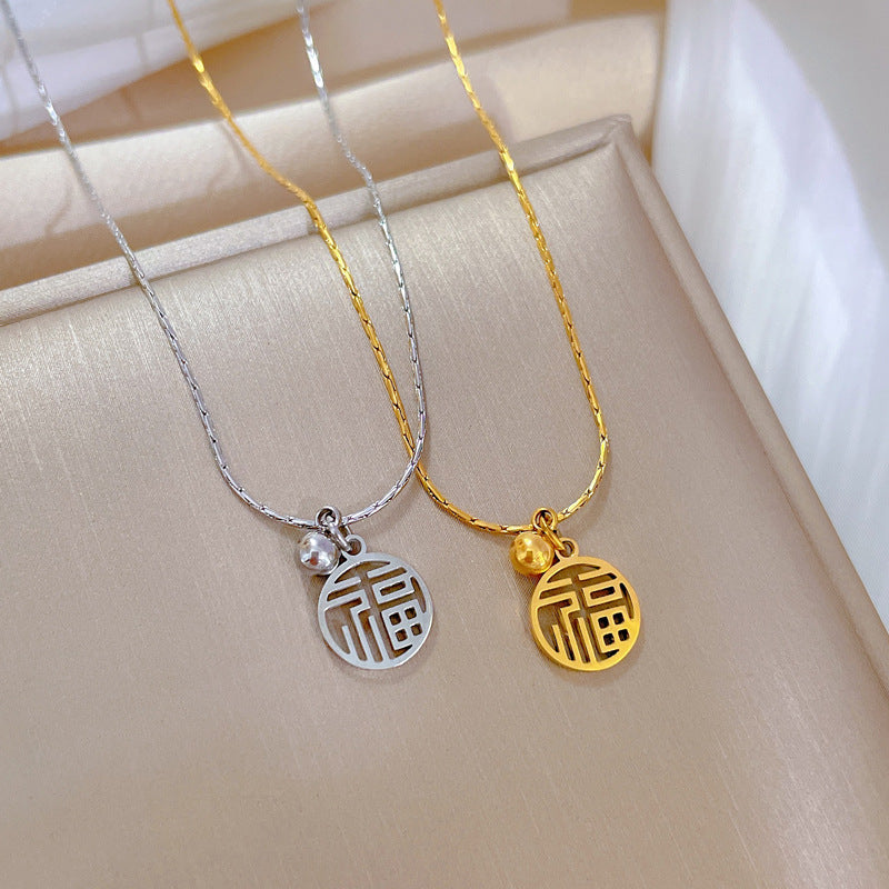Minimalist Geometric Titanium Steel Plated Collar Chain Necklace for Unisex