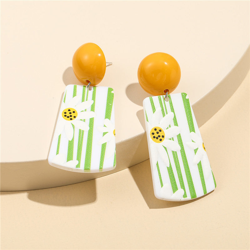 Orecchini acrilici a forma di margherita con perni in argento sterling 925 per bambine, gioielli per bambini stile floreale estivo