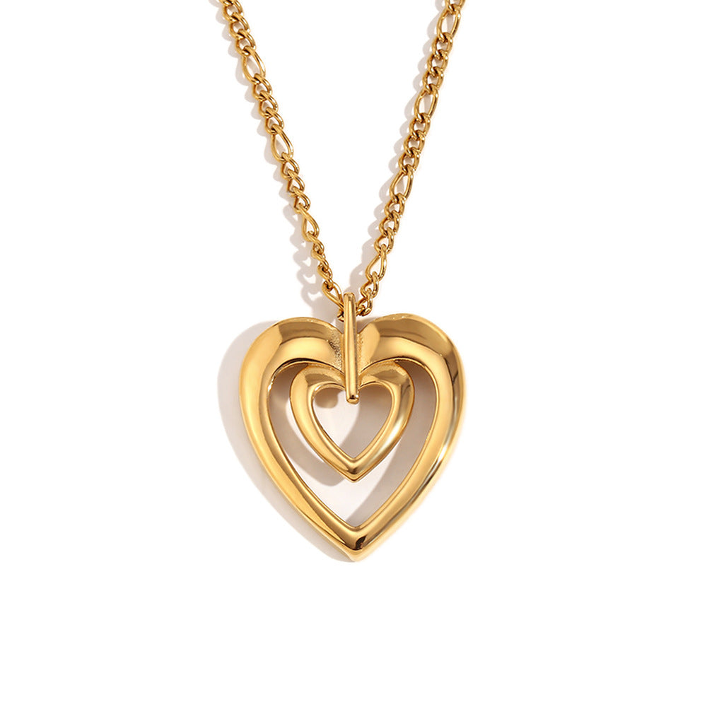 Collana Pendente a Cuore Vuoto Minimalista di Tendenza per Donna in Acciaio Inossidabile con Placcatura in Oro 18K