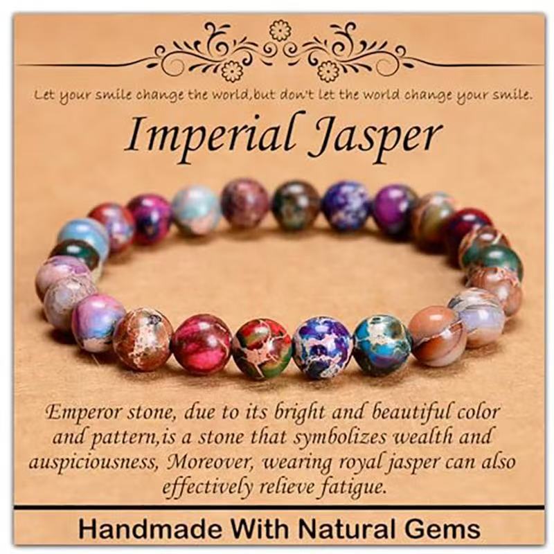 Minimalist Natural Stone Beaded Bracelet Unisex Geometric Round Handmade Jewelry Gift