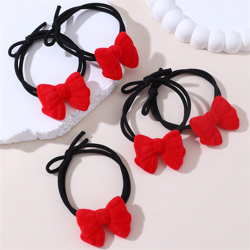 Coletero Floral Minimalista para Niñas - Gomas de Pelo de Punto de Algodón con Estampado de Cerezas y Margaritas en Colores Pastel Macaron