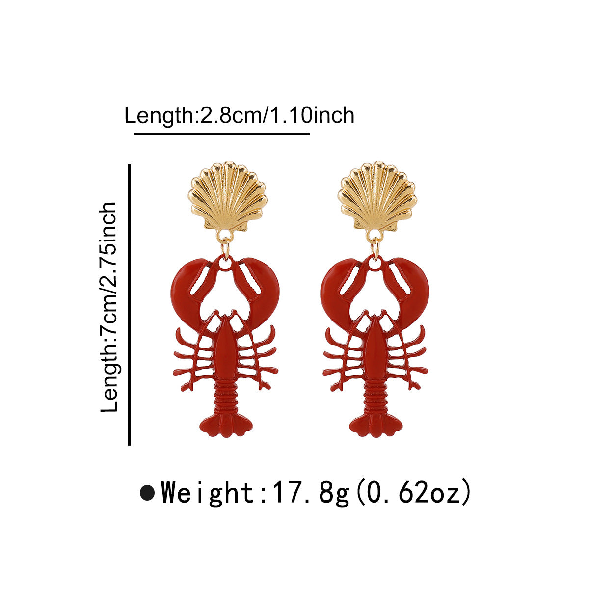 Red Lobster Pendant Necklace for Women, Alloy with Enamel Finish, Animal-Shaped, Summer Beach Vacation Jewelry, Unique and Trendy Design