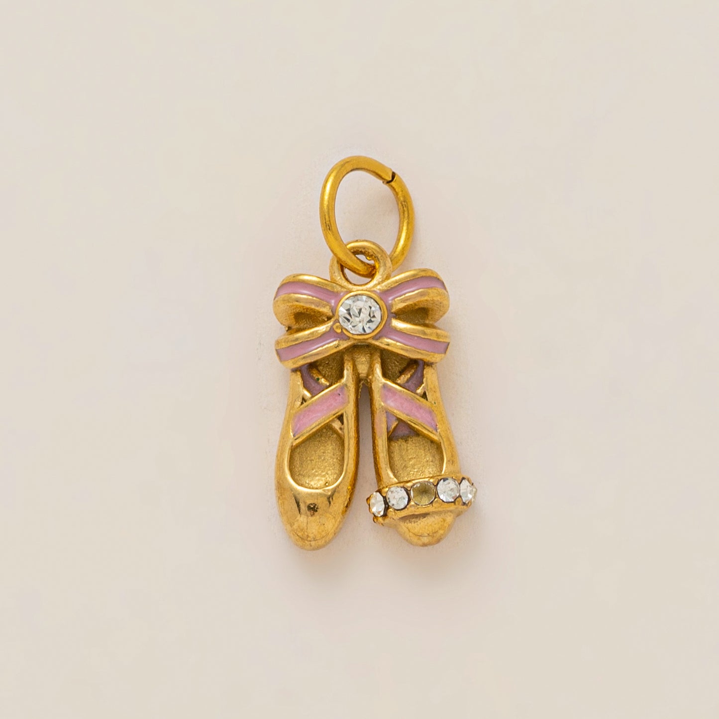 Vintage 18K Gold Plated Stainless Steel Dance Shoe Charm Bar