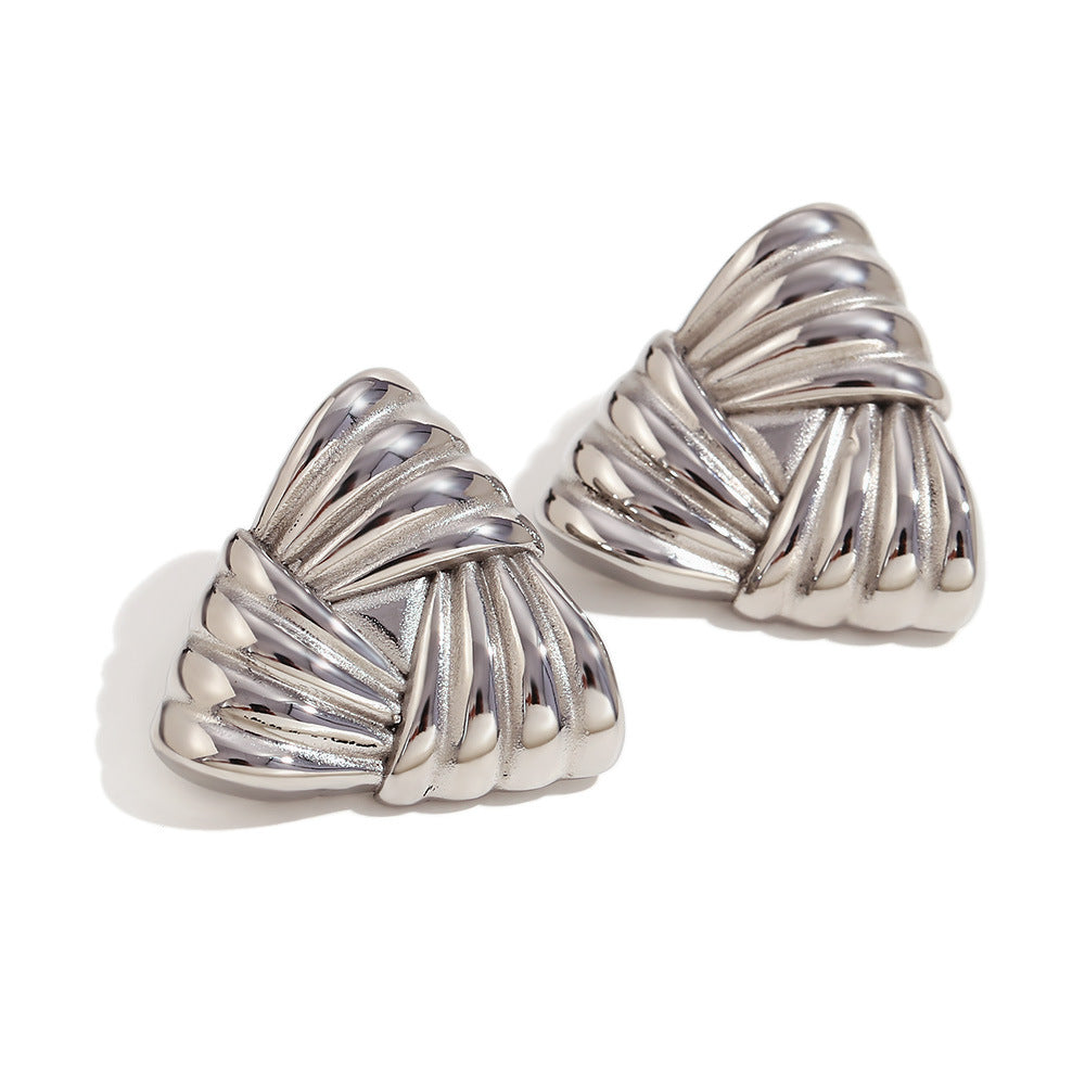 Orecchini da donna in acciaio inossidabile placcato oro 18 carati con triangolo geometrico ispirato al vintage