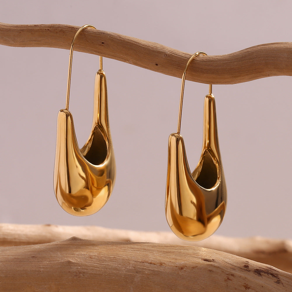 Minimalist Geometric Stainless Steel Ear Cuff with 18K Gold Plating for Women