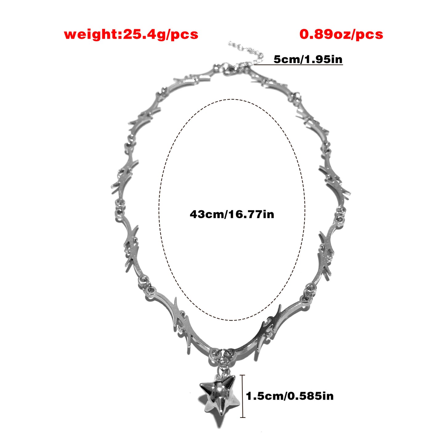 Edgy Geometric Pendant Necklace with Thorn and Flame Motif in Alloy with Electroplated Finish for Women