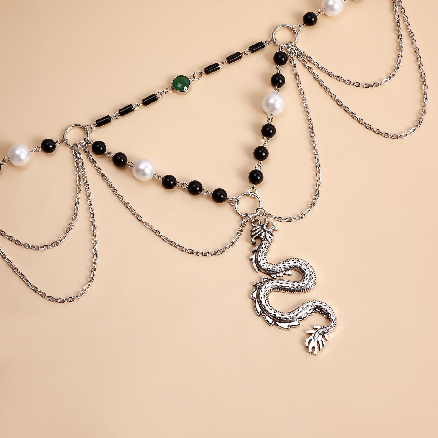Vintage Twisted Dragon Pendant Necklace for Women Geometric Metal Sweater Chain with Plated Finish