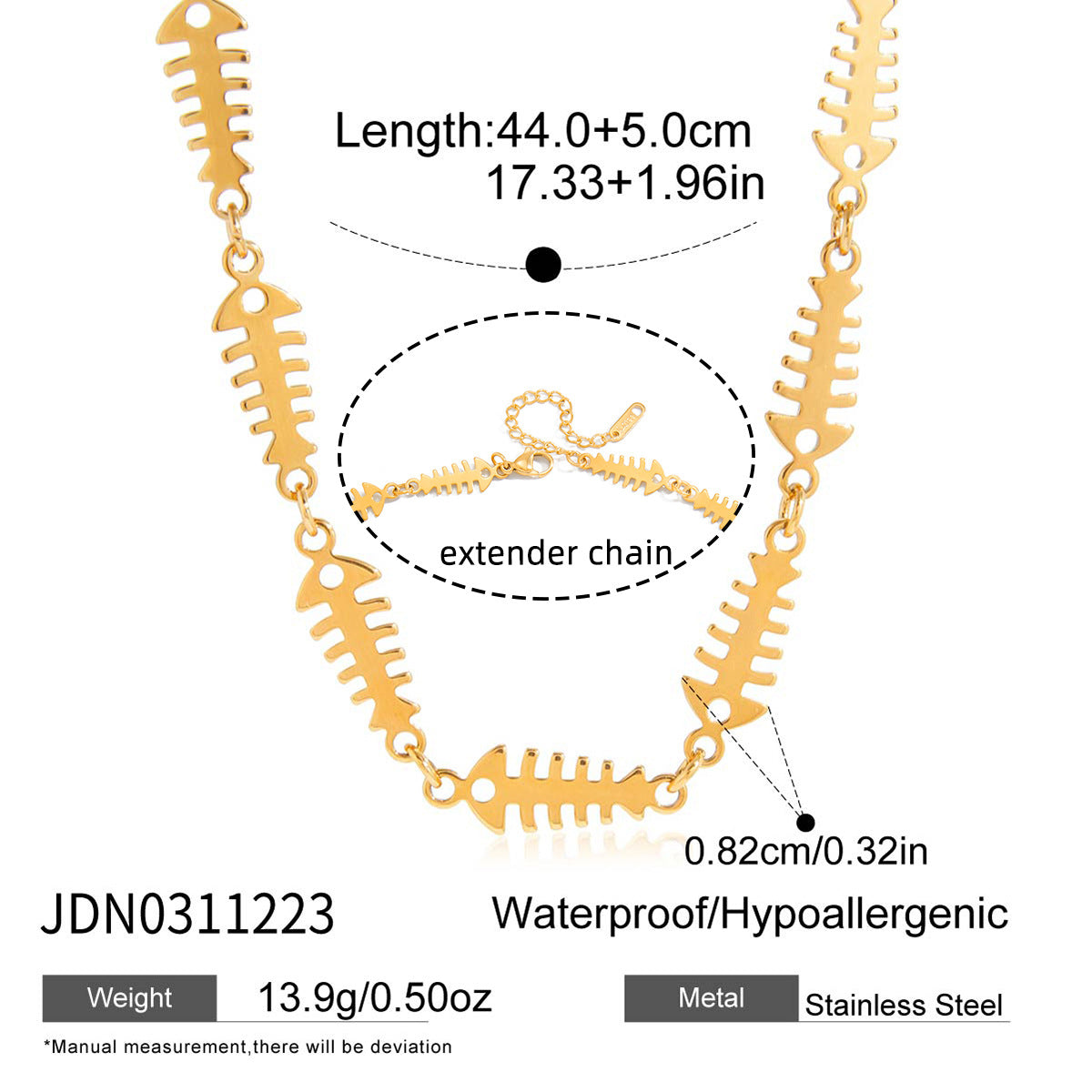 Fish Shape Titanium Steel Pendant Stainless Steel Plated Necklace and Earring Set for Women