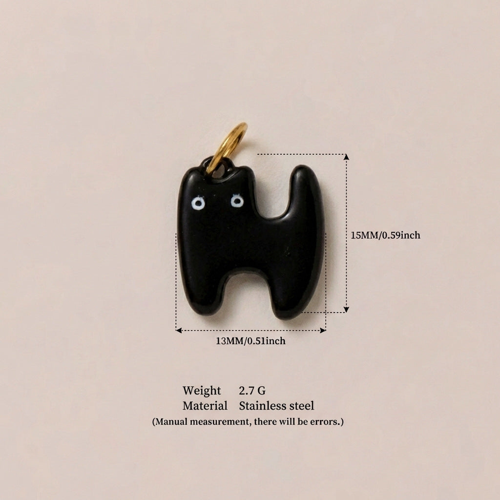 Luxury Casual 18K Gold Plated Titanium Steel Cat Animal Charm Bar