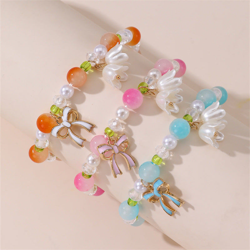 Braccialetto Mughetto Dolce per Bambine, Braccialetto in Resina Minimalista Stile Fresco con Design a Stella, Gioielli Artigianali alla Moda per Bambine dai 6 ai 10 Anni