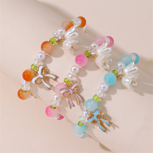 Braccialetto Mughetto Dolce per Bambine, Braccialetto in Resina Minimalista Stile Fresco con Design a Stella, Gioielli Artigianali alla Moda per Bambine dai 6 ai 10 Anni