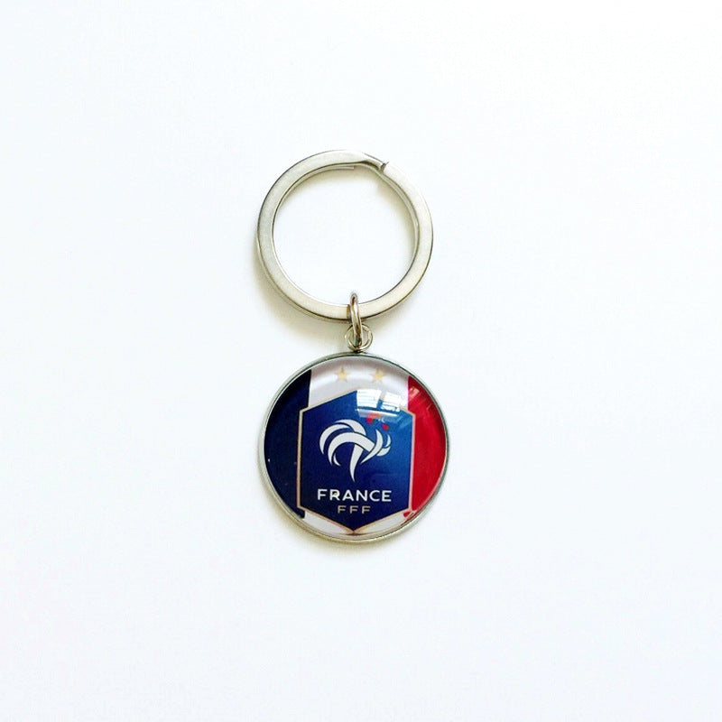 Sporty Round Stainless Steel Keychain National Football Team Souvenir Gift