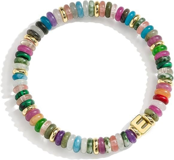 Bohemian Sweet Natural Gemstone Letter Beaded Bracelet for Women