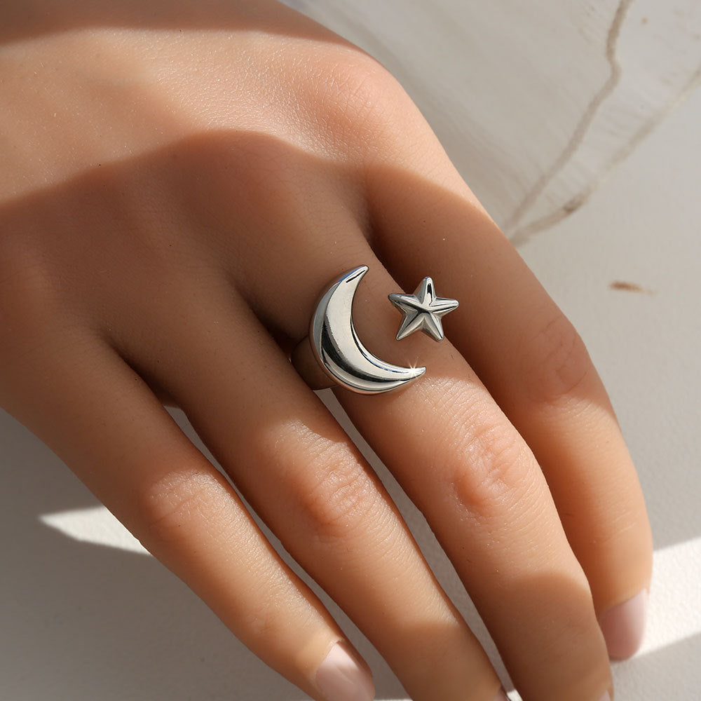 Anello Aperto Intrecciato Geometrico Vintage da Donna in Acciaio Inox Placcato Oro