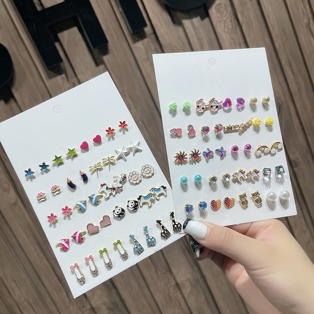 Minimalist Drip Oil Plated Alloy Animal and Fruit Earrings for Women
