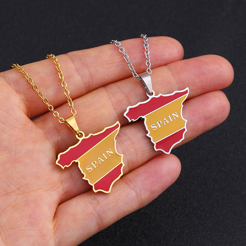 Collana pendente geometrica di ispirazione etnica in acciaio inossidabile con finitura placcata per uomo e donna