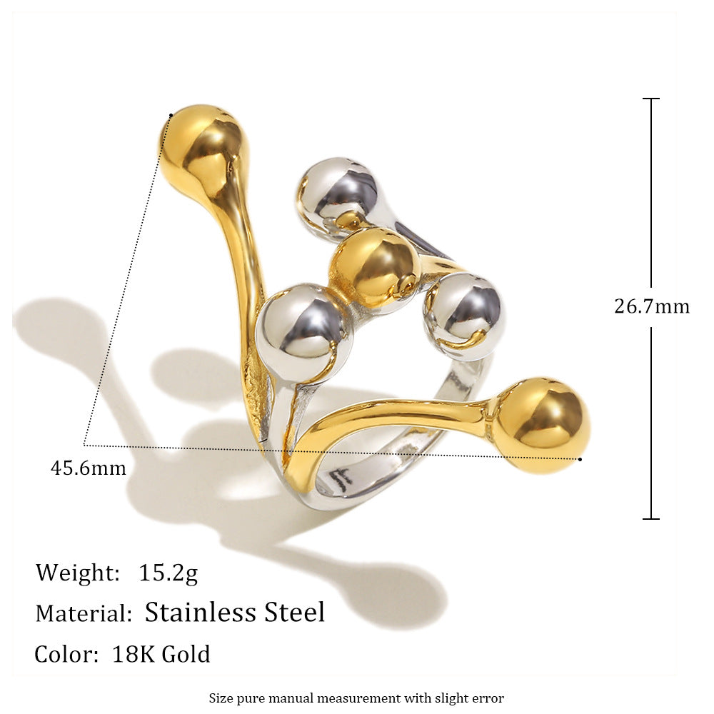 Anello da donna in acciaio inossidabile geometrico minimalista con placcatura in oro 18K