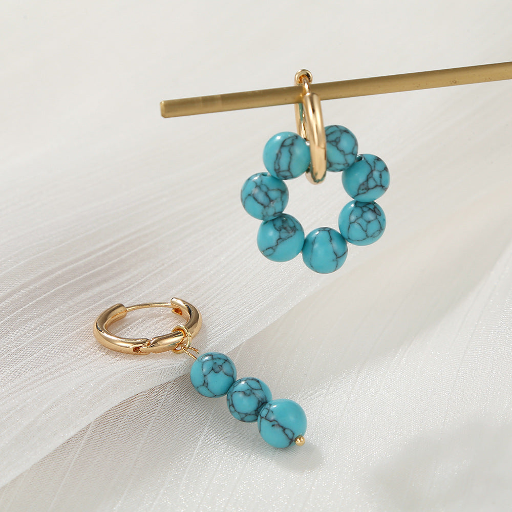 Minimalist Asymmetrical Geometric Alloy Ear Cuffs with Tiger Eye and Rose Quartz Accents for Women