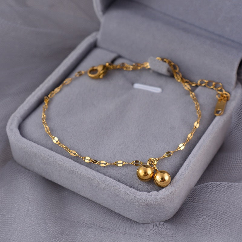 Minimalist Forest Style Geometric Titanium Steel Anklet for Women with Tarnish-Resistant Finish
