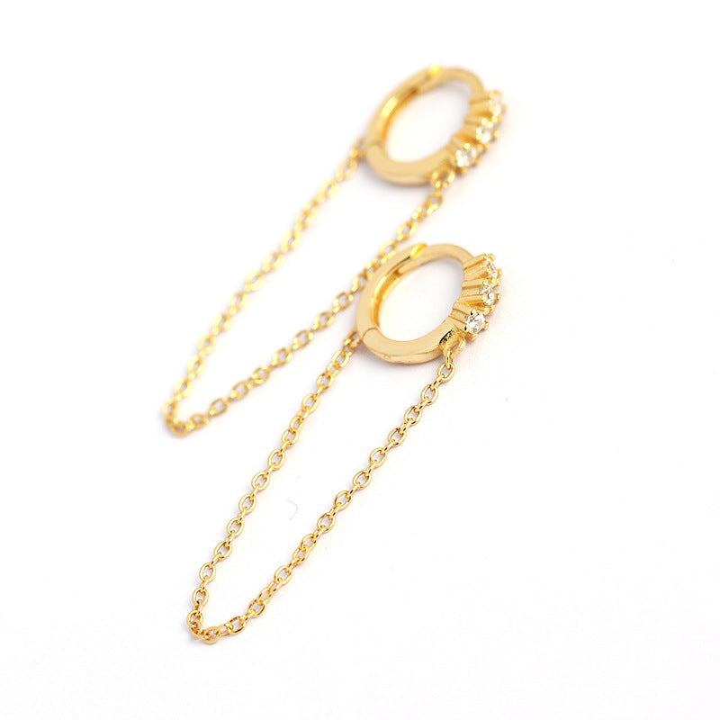 Orecchini pendenti da donna lunghi, a catena, in argento sterling 925, con zirconi cubici geometrici