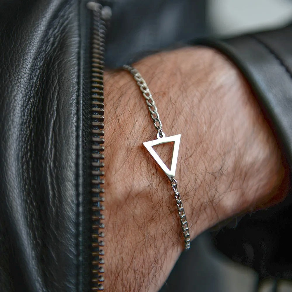 Hip-hop Geometric Triangle Cross Heart Stainless Steel Cable Chain Bracelet Unisex