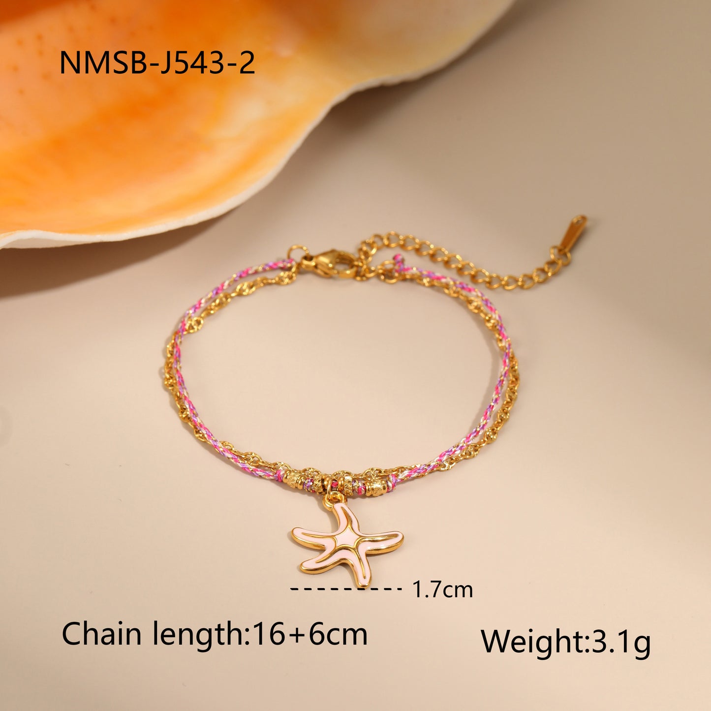 Fashionable Ocean-Themed Starfish Pendant Braided Titanium Steel Bracelet for Women with Geometric Design and Plated Finish