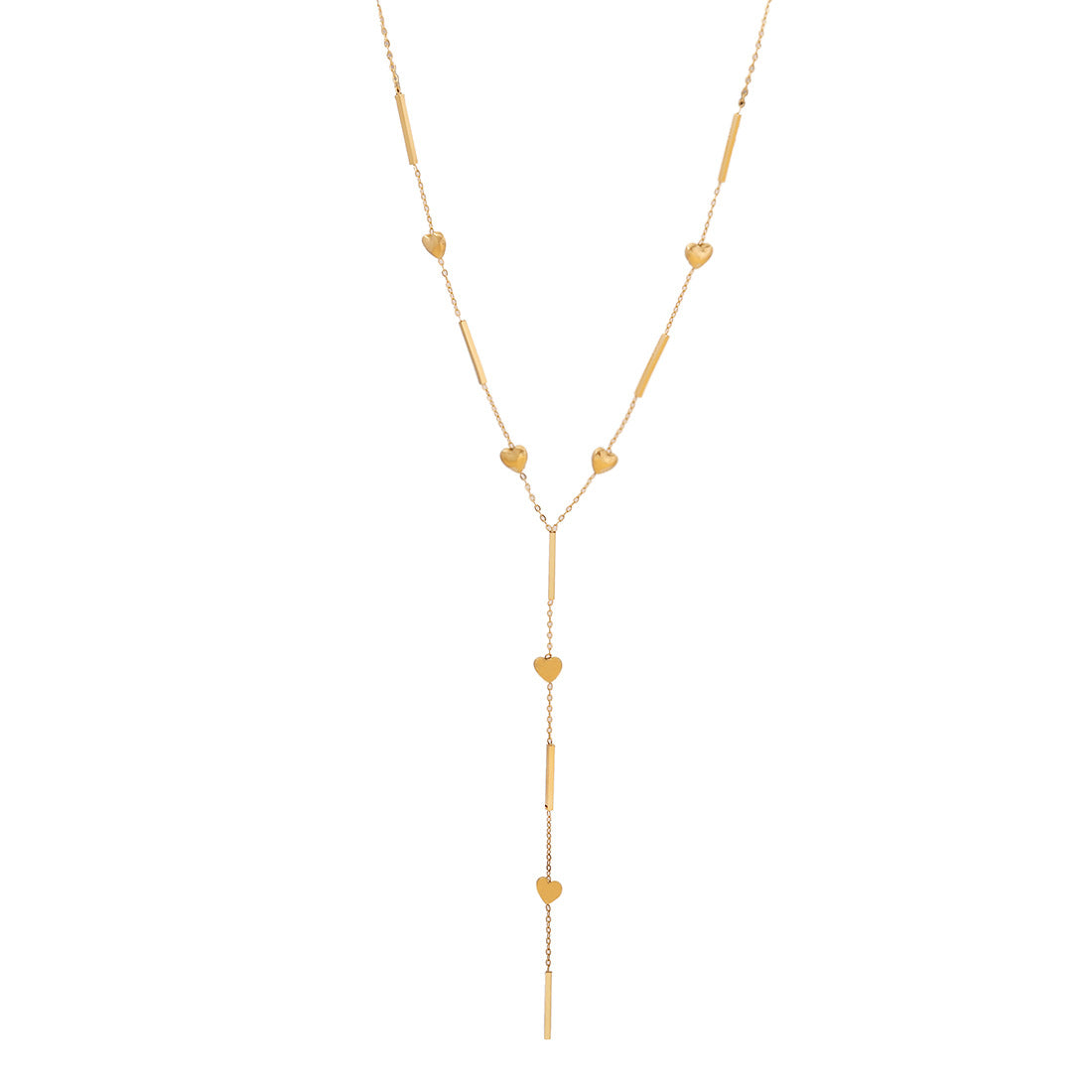 Fashion OL Style Heart-Shaped Stainless Steel Y-Necklace with Plated Finish for Women