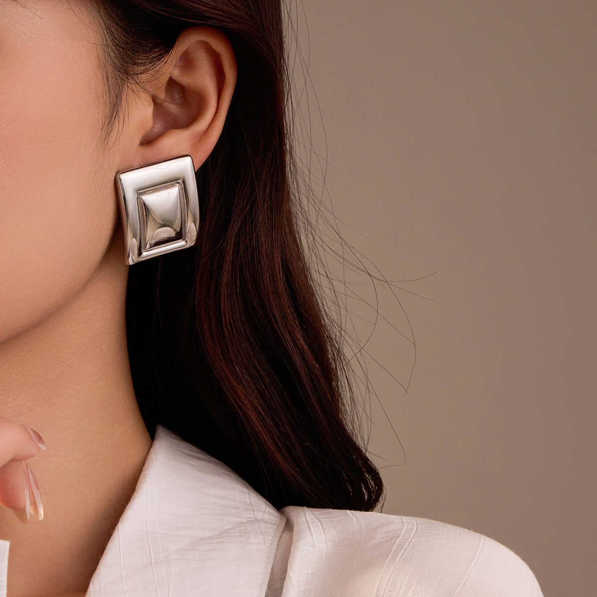 Orecchini a rettangolo geometrico vintage placcati oro 18 carati in acciaio inossidabile da donna