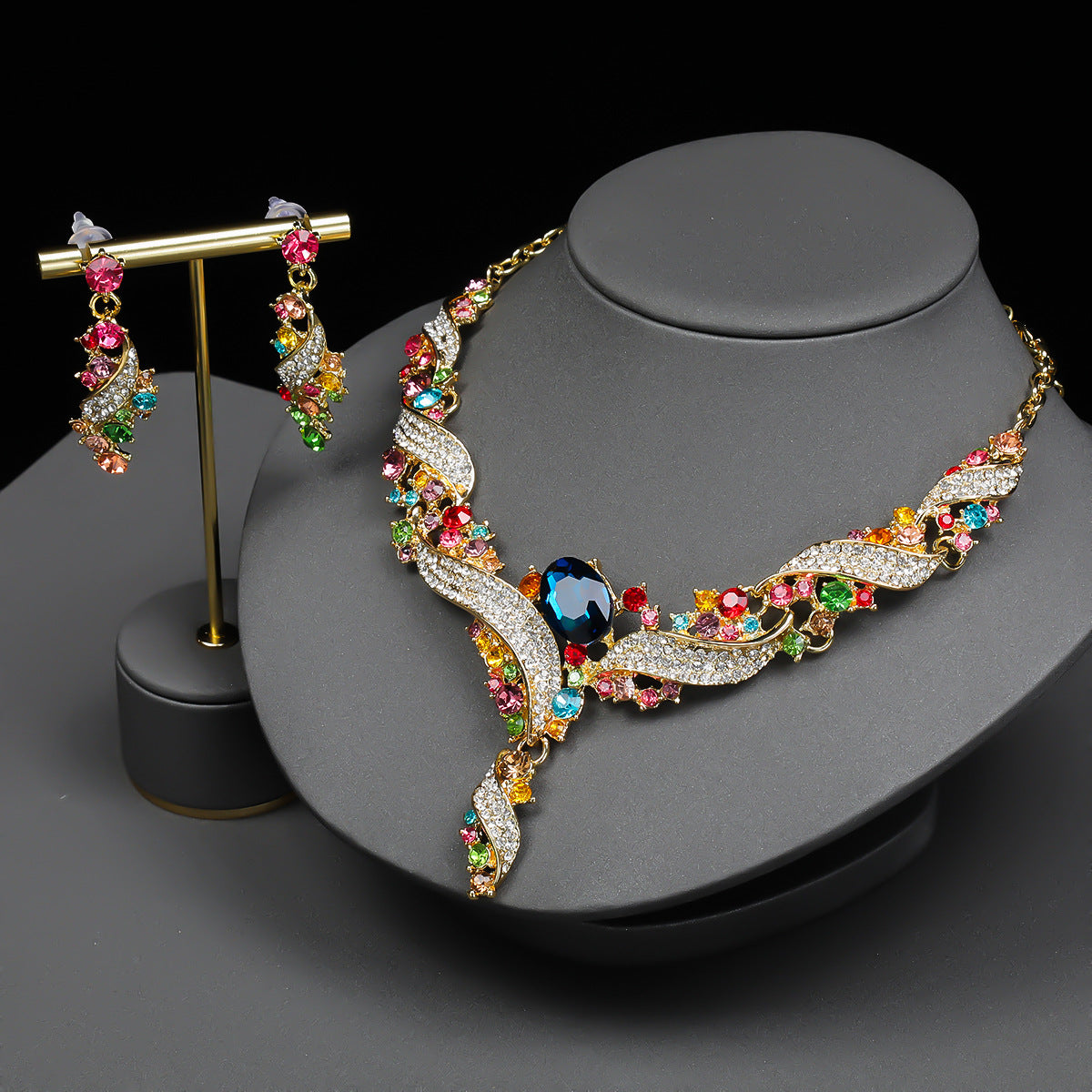 Sweet and Edgy Star Moon Cloud Universe Pendant Necklace Set with Alloy Plated O-Chain and Matching Earrings for Women
