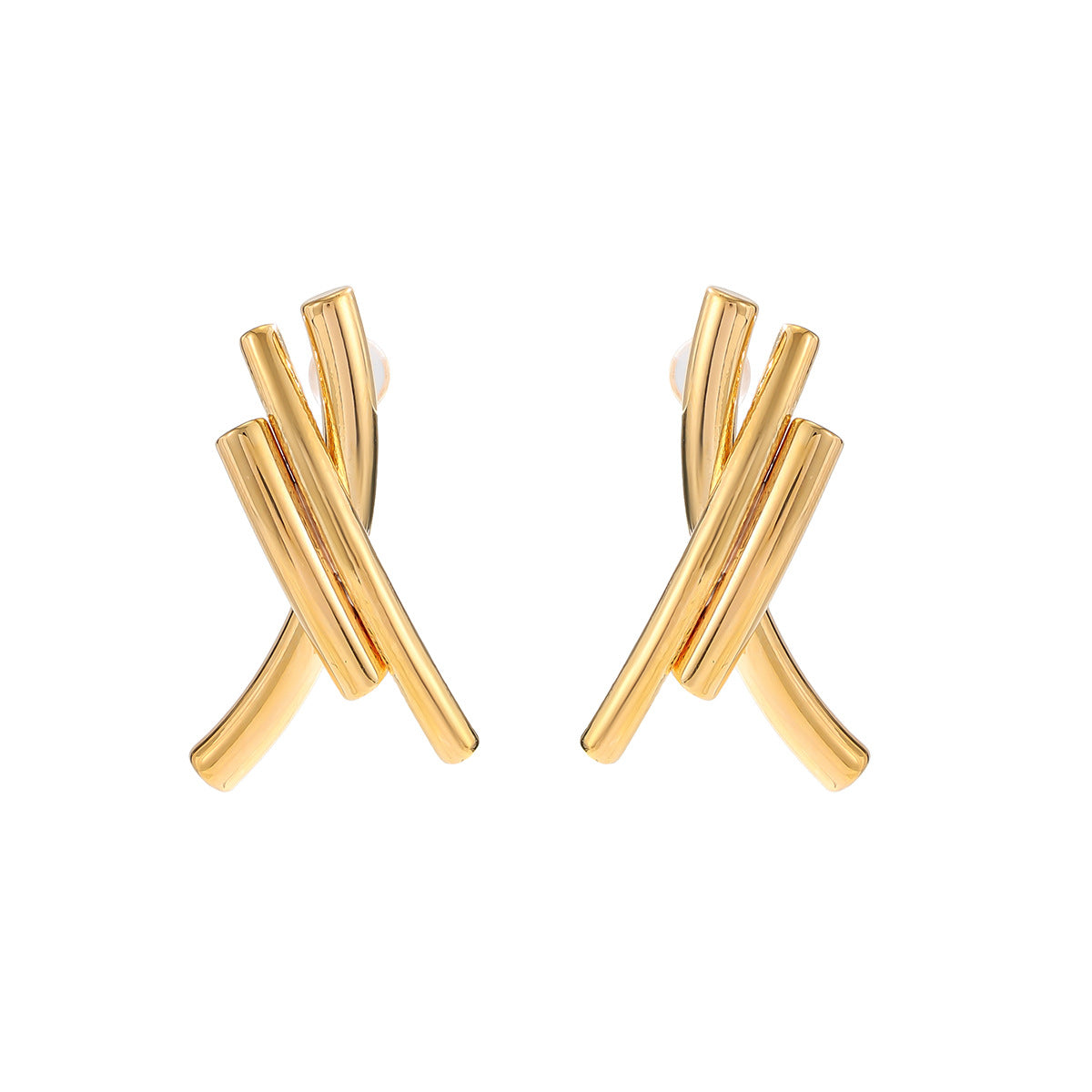 Elegant 18K Gold Plated Brass Geometric Round Cubic Zirconia Earrings for Women