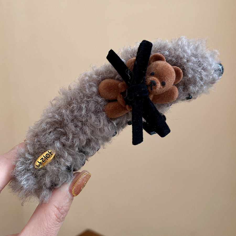 Luxury Retro Acrylic Bear Hair Clip for Women with Twisted Design, Handmade Hair Accessory for Updos and Fall Winter Styling
