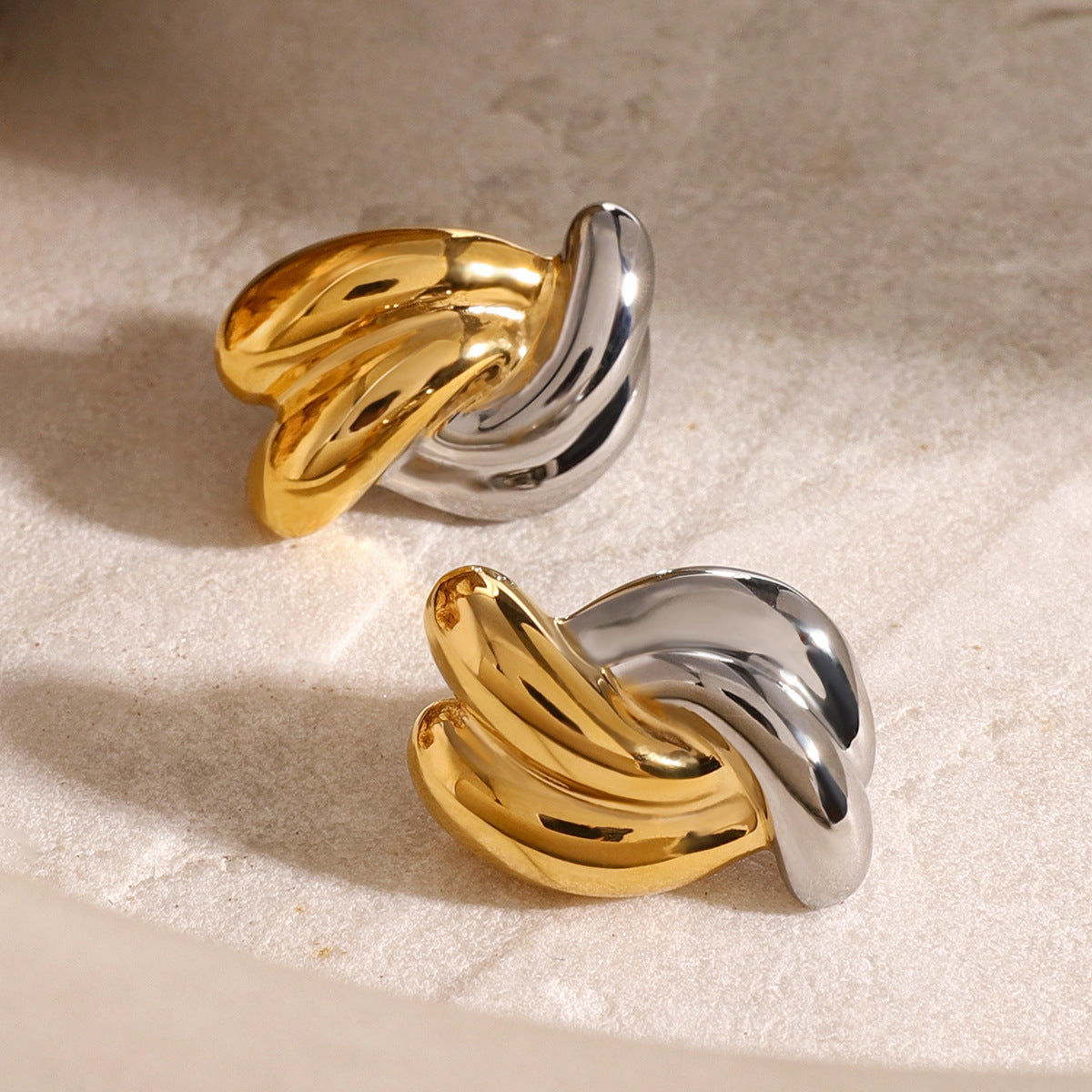 Geometric Stainless Steel Earrings with Plating Finish for Women Fashionable Minimalist Ear Studs