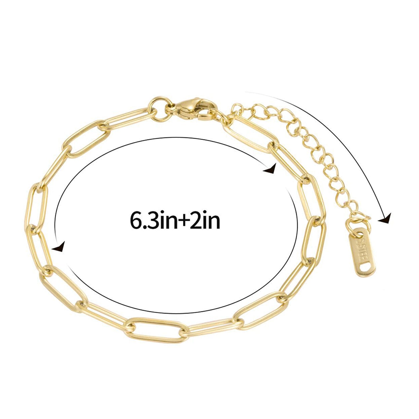 Punk Hip-hop Geometric Rose Gold Plated Titanium Steel Bracelet for Women