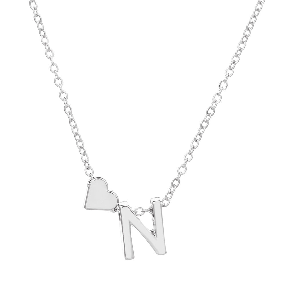 Sweet Heart Letter Alloy Plated Necklace Singapore Chain for Women
