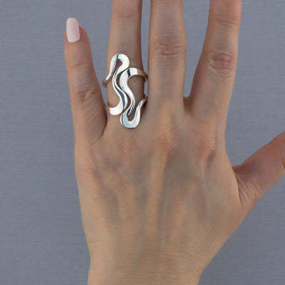 Geometric Plated Stainless Steel Ring for Women