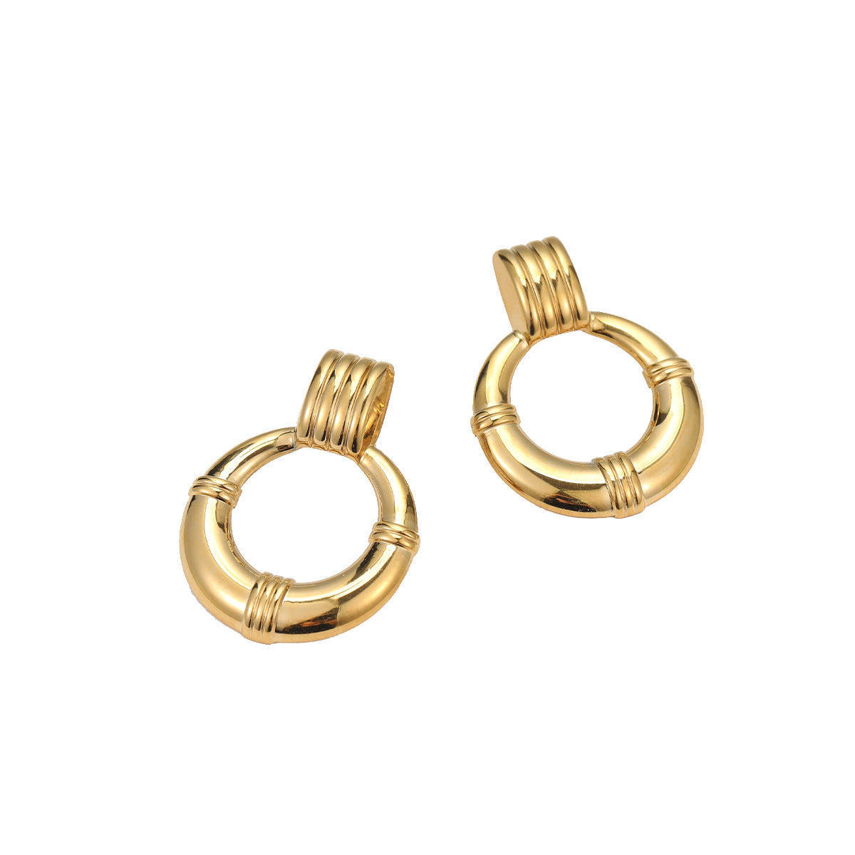 Orecchini a Cerchio Minimalisti Geometrici in Acciaio Inossidabile con Placcatura in Oro 18K da Donna