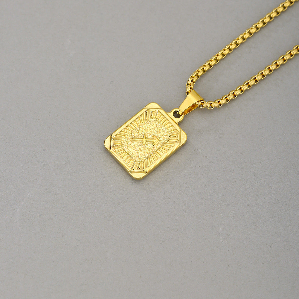 Collana con Pendente Zodiacale Geometrico Minimalista in Acciaio Inossidabile con Finitura Placcata per Uomo e Donna